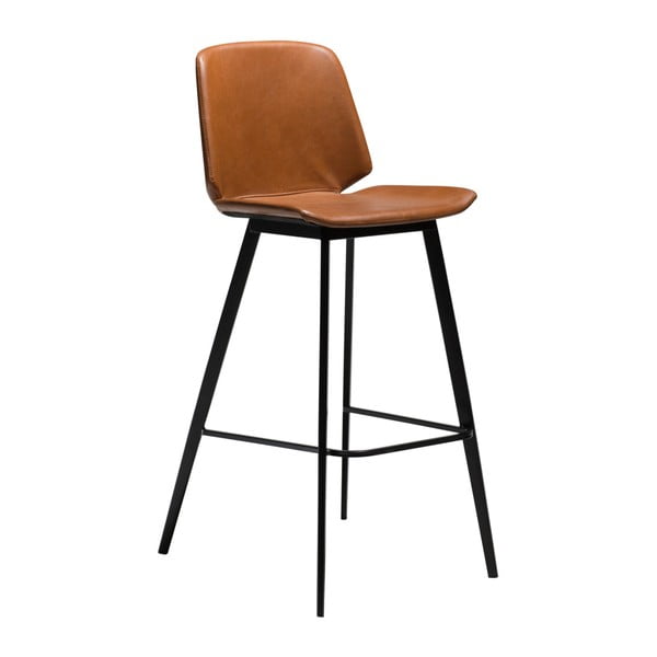 Koňakově hnědá barová židle z imitace kůže DAN–FORM Denmark Swing, výška 105 cm