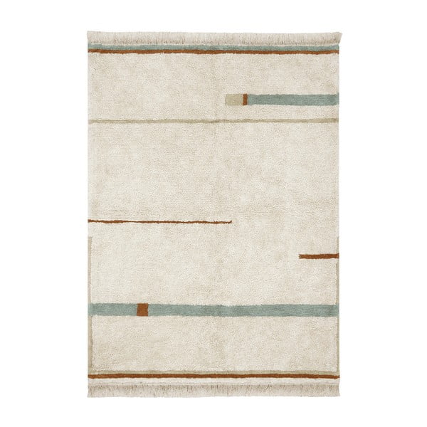 Modro-krémový pratelný ručně tkaný bavlněný koberec 90x130 cm Lanes Vintage Blue – Lorena Canals