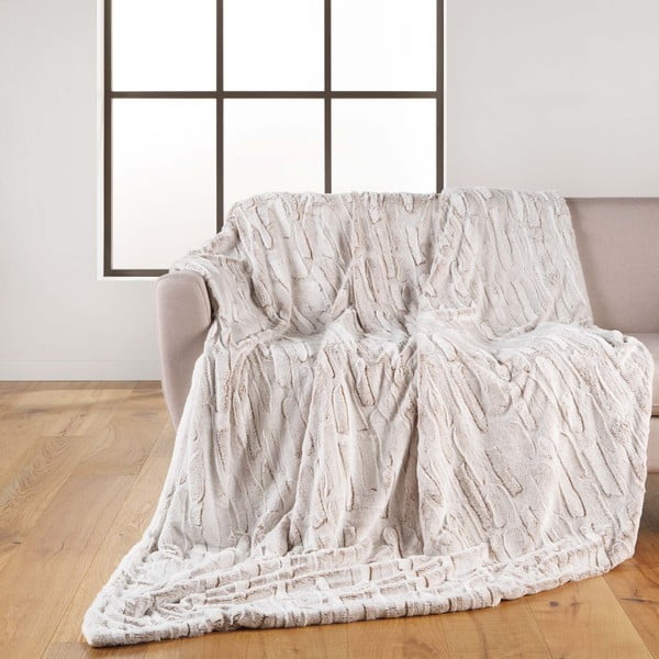 Béžová deka z mikroplyše 180x220 cm Lynx – douceur d'intérieur-image-1