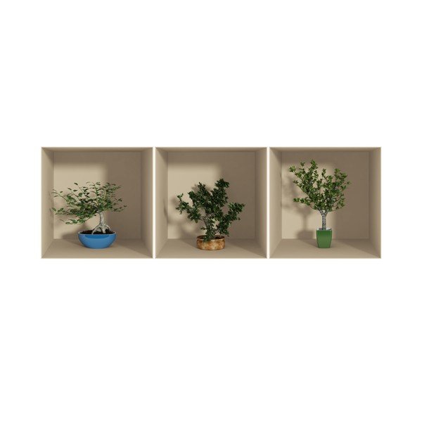Sada 3 samolepek s 3D efektem Ambiance Small Trees-image-1