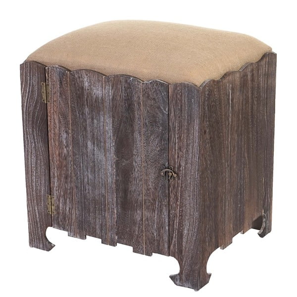 Hnědá dřevěná stolička s úložným prostorem Mendler Shabby Bray