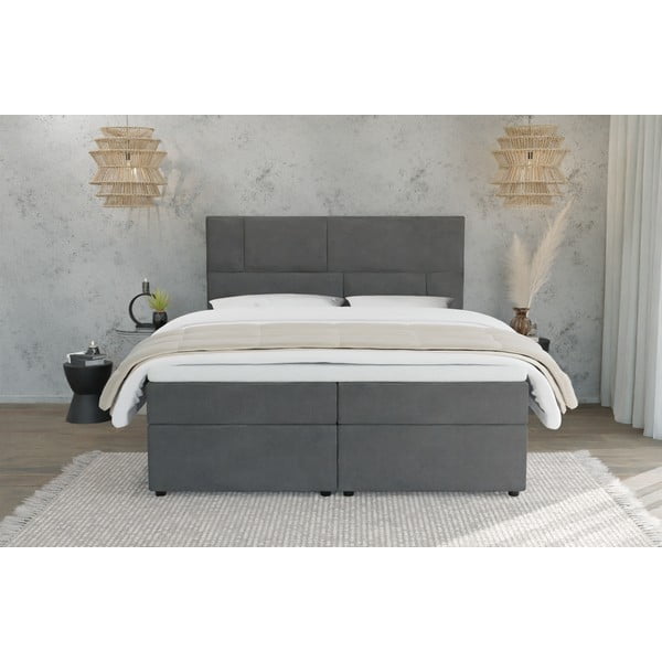 Šedá boxspring postel s úložným prostorem 180x200 cm Lola – Ropez-image-3