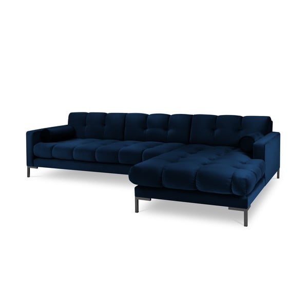 Tmavě modrá sametová rohová pohovka Cosmopolitan Design Bali, pravý roh-image-2