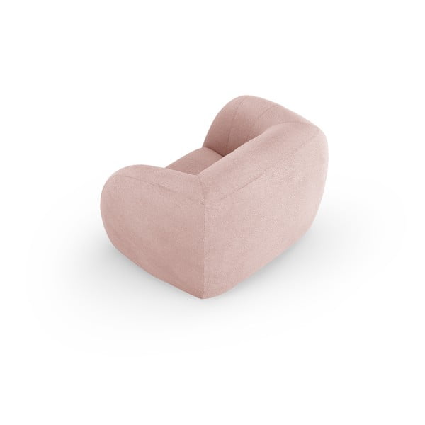 Světle růžové křeslo z textilie bouclé Essen – Cosmopolitan Design-image-3