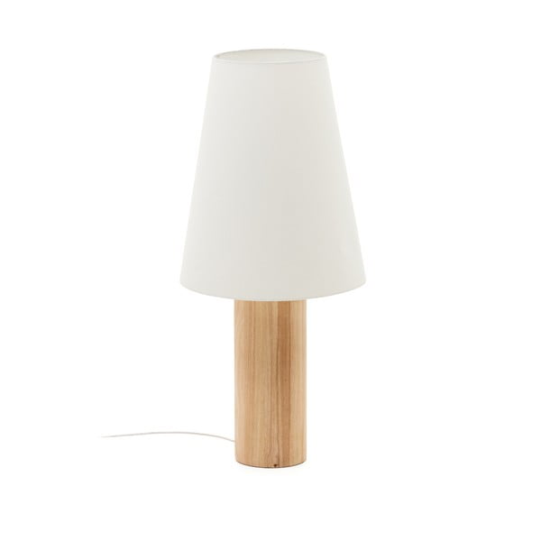 Stojací lampa s textilním stínidlem v bílo-přírodní barvě (výška 110 cm) Marga – Kave Home