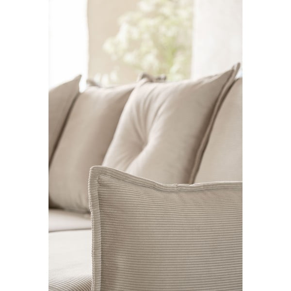 Béžová manšestrová rozkládací rohová pohovka (levý roh/do "U") Lazy Lukka – Miuform-image-1