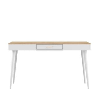 Bílý pracovní stůl s deskou v dekoru dubu 134x59 cm - TemaHome