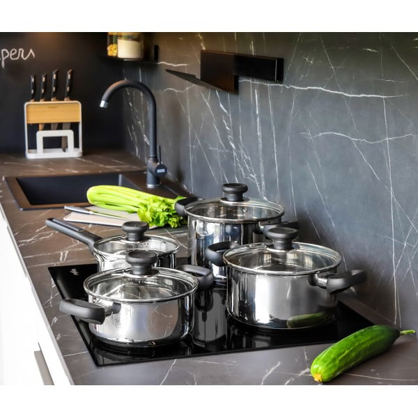 Nerezové hrnce s pokličkou na indukci v sadě 4 ks 4 l Brava – Tescoma-image-1