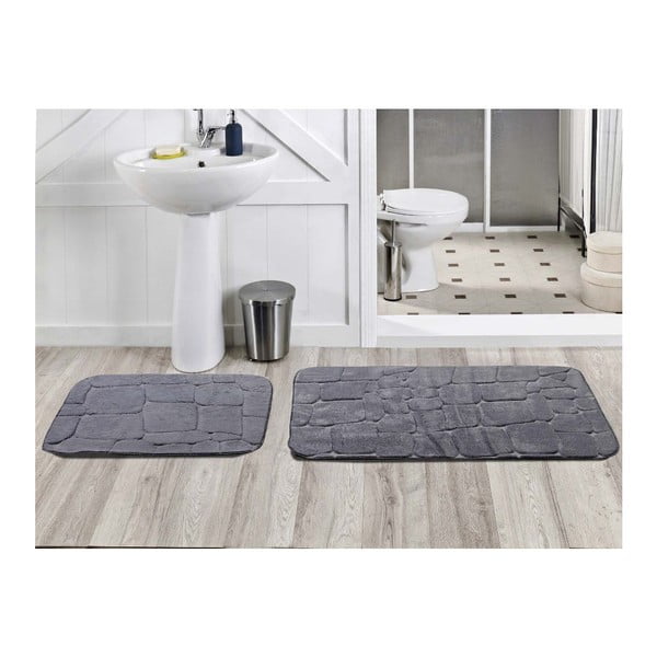 Sada 2 koupelnových koberečků Dekoreko Gri, 50x60 cm + 60x100 cm