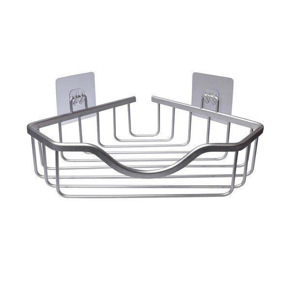 Hliníková koupelnová polička bez vrtání/rohová v leskle stříbrné barvě Filaire Aluminium – douceur d'intérieur