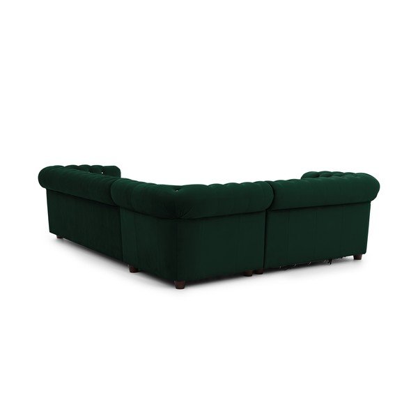 Zelená sametová rozkládací rohová pohovka (levý roh/do L) York Blik – Ropez-image-3