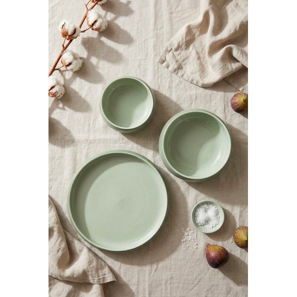Zelené talíře v sadě 4 ks z kameniny ø 22 cm Aura Rondo – Bonami Selection-image-2