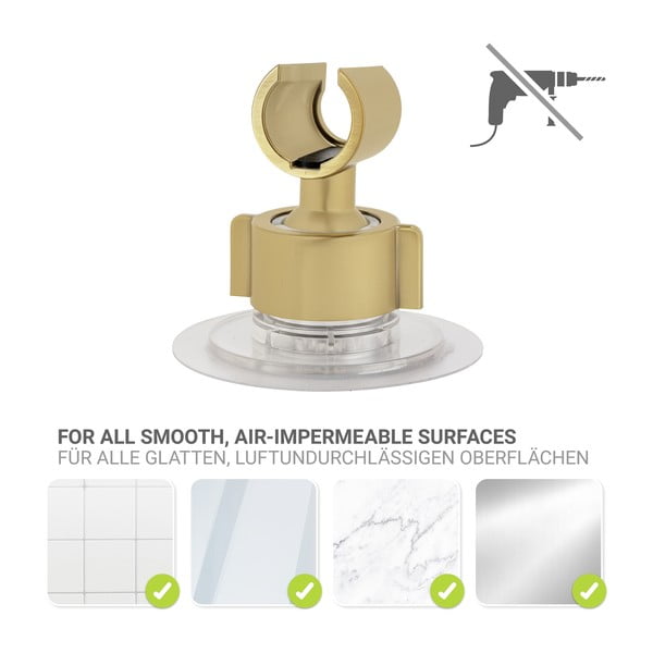 Plastový držák na sprchu bez vrtání ve zlaté barvě Libertà – Wenko-image-3