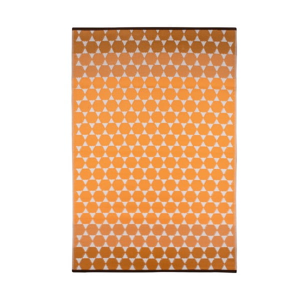Oranžový venkovní koberec Green Decore Hexagon, 90 x 150 cm