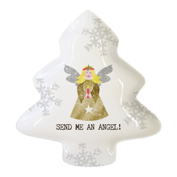 Dekorativní tác z kostního porcelánu s vánočním motivem PPD Send Me An Angel, 12,5 x 15 cm