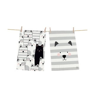 Set 2 kusů utěrek z bavlny Butter Kings Black Cat, 70 x 50 cm