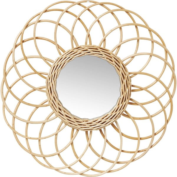 Nástěnné zrcadlo s ratanovým rámem Kare Design Swing, Ø 34 cm-image-1