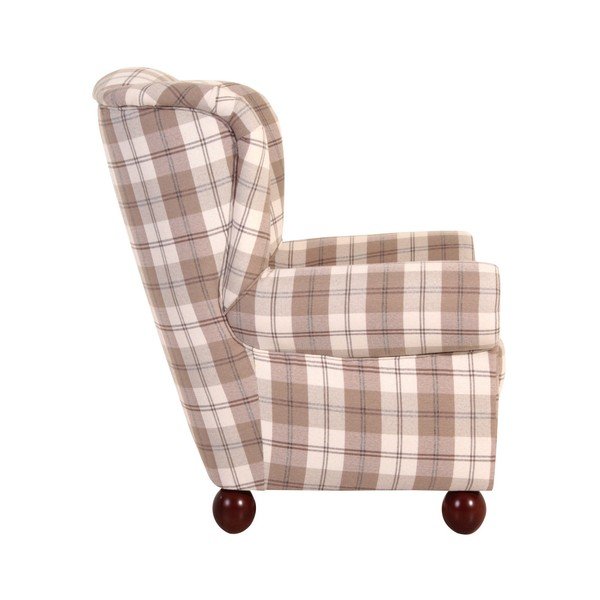 Hnědé kárované křeslo ušák Max Winzer Monarch Chenille-image-2