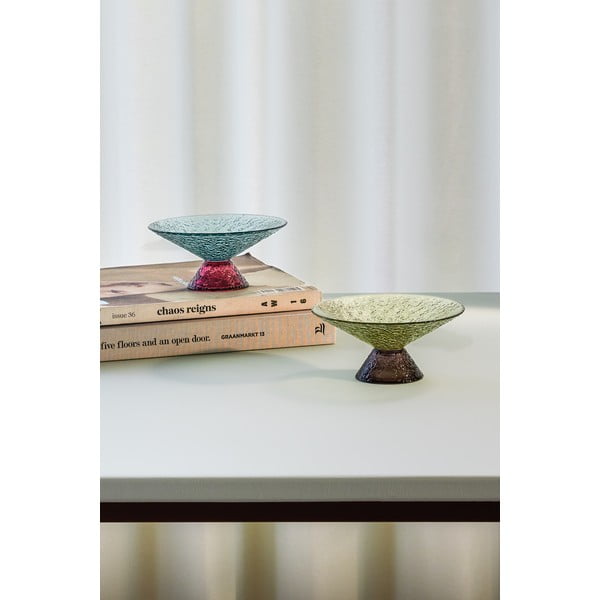 Zeleno-hnědá skleněná mísa na ovoce ø 15 cm Bonbon – Hübsch-image-3