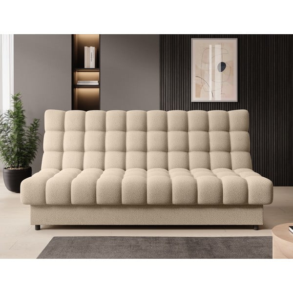 Béžová rozkládací/s úložným prostorem pohovka z textilie bouclé 197 cm Clareta – ELTAP-image-1