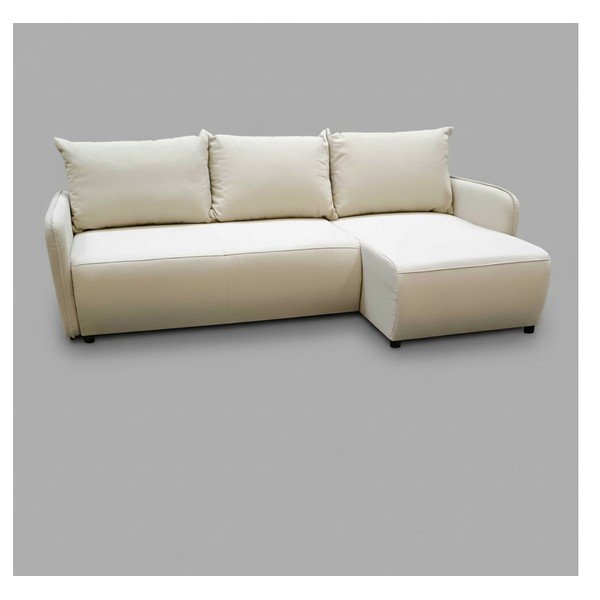 Krémová rozkládací/s úložným prostorem rohová pohovka (levý roh/s lenoškou) Nanea - II. jakost – Makamii-image-2