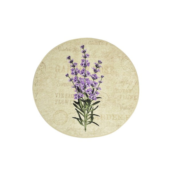 Koupelnová předložka s motivem fialových květin Foutastic Violet Circle, ø 100 cm