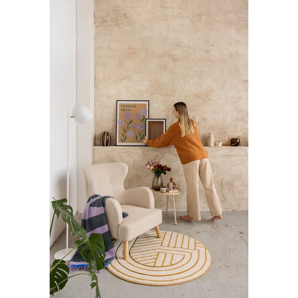 Bílo-žlutý koberec Nattiot Luisa, ø 110 cm-image-2