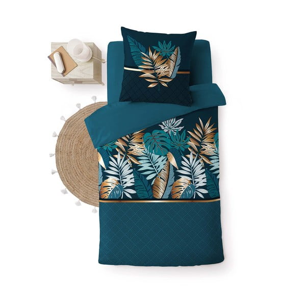 Bavlněné povlečení na jednolůžko v petrolejové barvě 140x200 cm Alianor – douceur d'intérieur-image-3