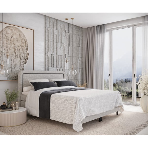 Světle šedá boxspring postel 160x200 cm Dove – Maison de Rêve-image-1