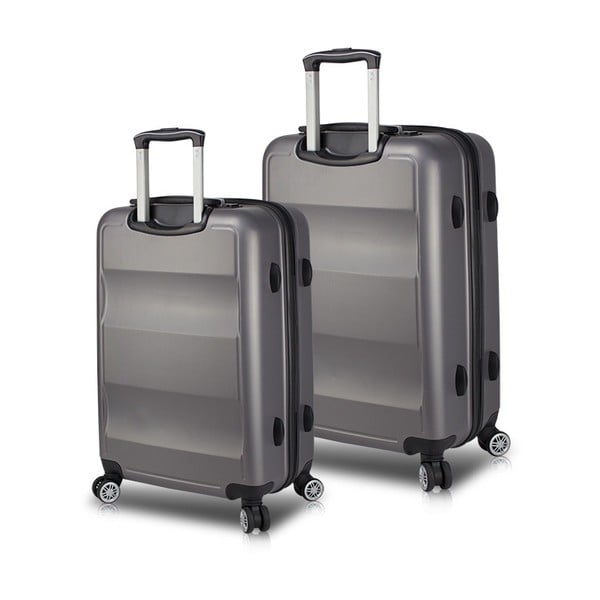Sada 2 šedých cestovních kufrů na kolečkách s USB porty My Valice LASSO Cabin & Medium