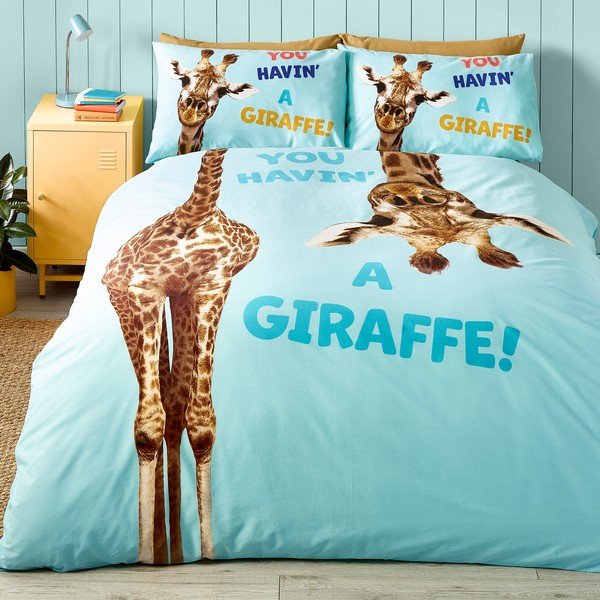 Tyrkysové dětské povlečení na dvoulůžko/prodloužené 230x220 cm Havin A Giraffe – Catherine Lansfield-image-1