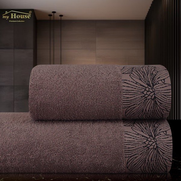 Hnědý froté bavlněný ručník 50x100 cm Valencia – My House-image-1