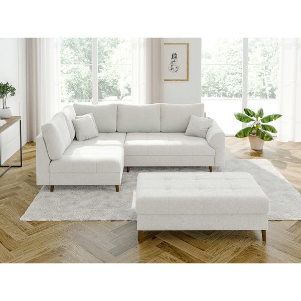 Bílá podnožka z textilie bouclé Ariella – Ropez-image-4