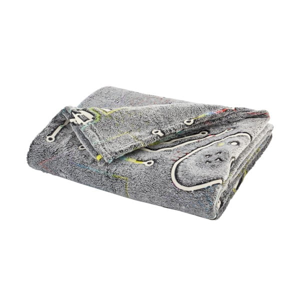 Šedá dětská deka se svítícím efektem z mikroplyše 130x170 cm Game Over – Catherine Lansfield-image-2