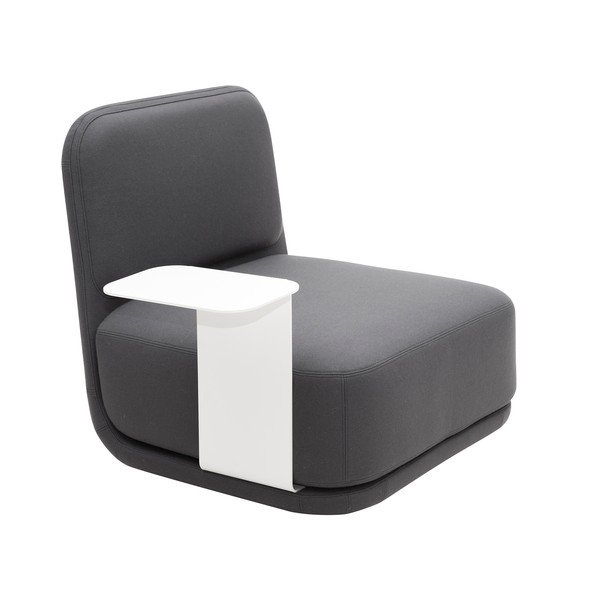 Tmavě šedé křeslo s bílým kovovým stolkem Softline Standby Medium + Side Table-image-2