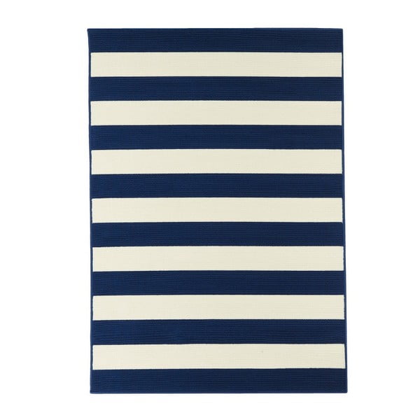 Modro-bílý venkovní koberec Floorita Stripes, 133 x 190 cm