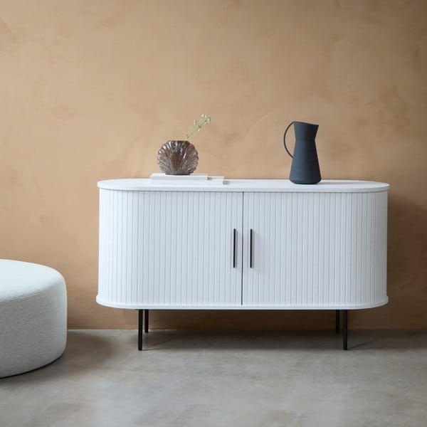 Bílá komoda s posuvnými dveřmi 120x76x45 cm Nola – Unique Furniture-image-1