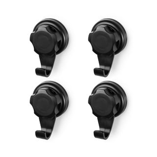 Sada 4 černých samodržících nástěnných háčků Compactor Bestlock Black Big Hooks, ⌀ 7,1 cm