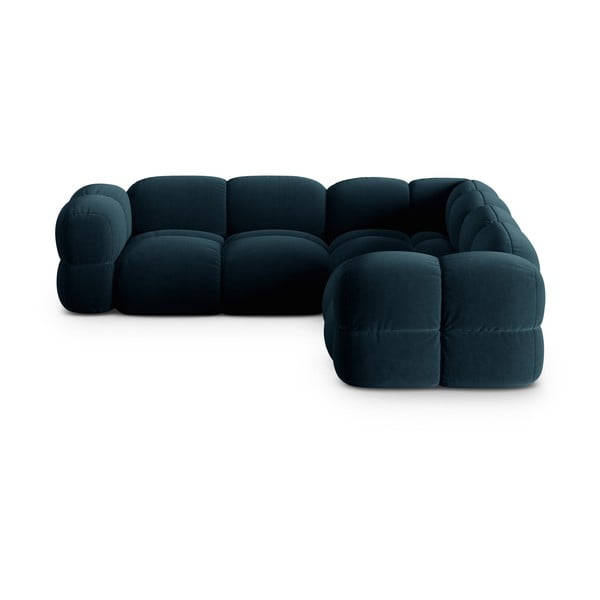 Tmavě modrá sametová rohová pohovka Loretto – Cosmopolitan Design