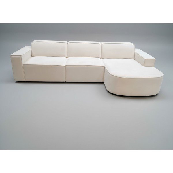 Béžová sametová rohová pohovka (pravý roh/s lenoškou) Jodie - II. jakost – Micadoni -image-1