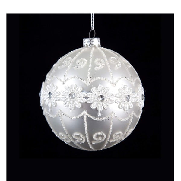 Sada 6 skleněných vánočních ozdob ve stříbrné barvě DecoKing Melissa