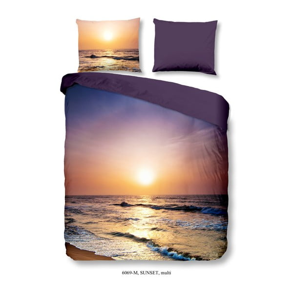 Povlečení na dvoulůžko z mikroperkálu Muller Textiels Sunset Over Sea, 200 x 200 cm