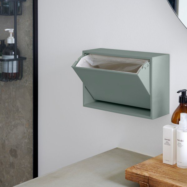Šedomodrý nástěnný odpadkový koš z recyklovaného plastu Mini Box – ReCollector-image-2