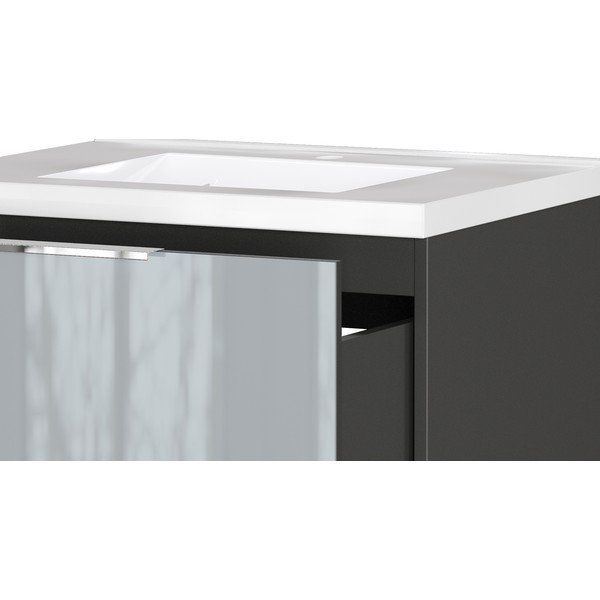 Šedá lesklá závěsná skříňka pod umyvadlo 61x61 cm Celano – Germania-image-4