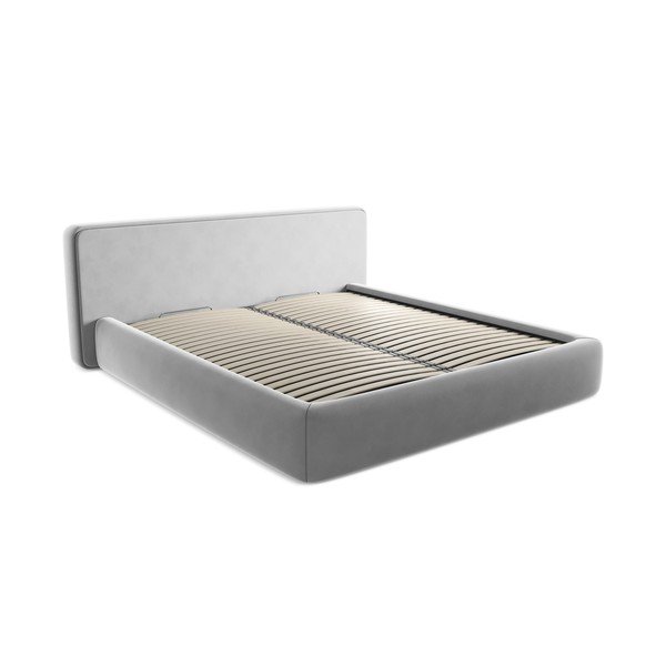 Šedá čalouněná dvoulůžková postel s úložným prostorem s roštem 180x200 cm Kiana – Makamii