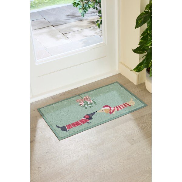 Rohožka s vánočním motivem z recyklovaného plastu 40x70 cm Christmas Sausage Dogs – Artsy Doormats-image-2