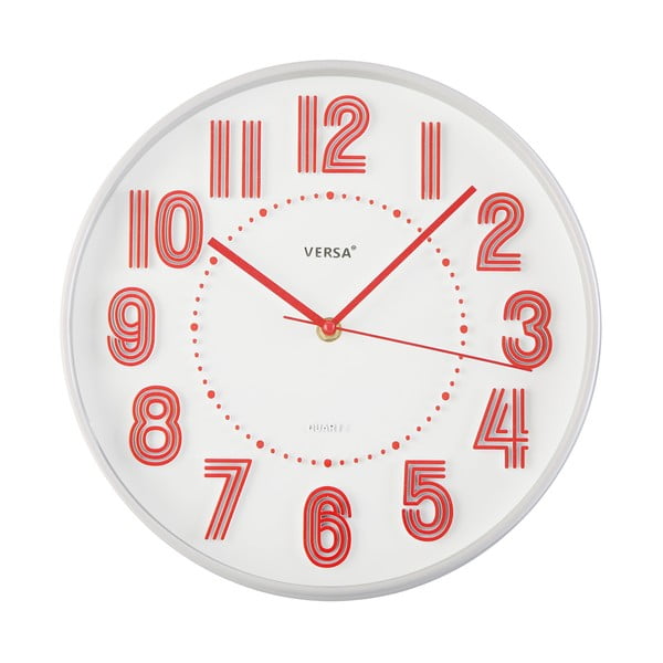 Červené nástěnné hodiny Versa Haily, ø 30,5 cm