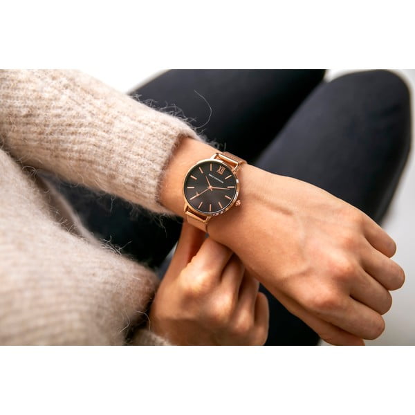 Dámské hodinky s páskem z nerezové oceli v barvě růžového zlata Emily Westwood Estrella-image-3