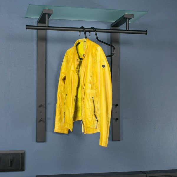 Černý kovový nástěnný věšák s poličkou 80 cm Dutch – Spinder Design-image-3