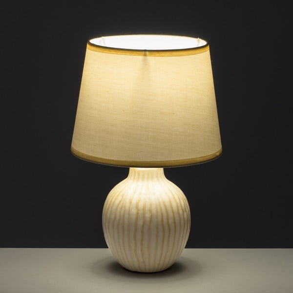 Krémová keramická stolní lampa s textilním stínidlem (výška 28 cm) – Casa Selección-image-1